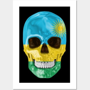 Rwanda Flag Skull - Gift for Rwandan With Roots From Rwanda Posters and Art
